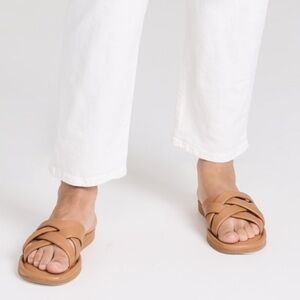 Madewell Women's Francine Puffy Woven Slides size 11 in Desert Camel